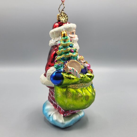 Christopher Radko Santa Claus Christmas Tree Ornament Glass Blown Chimney Scene - Picture 2 of 16